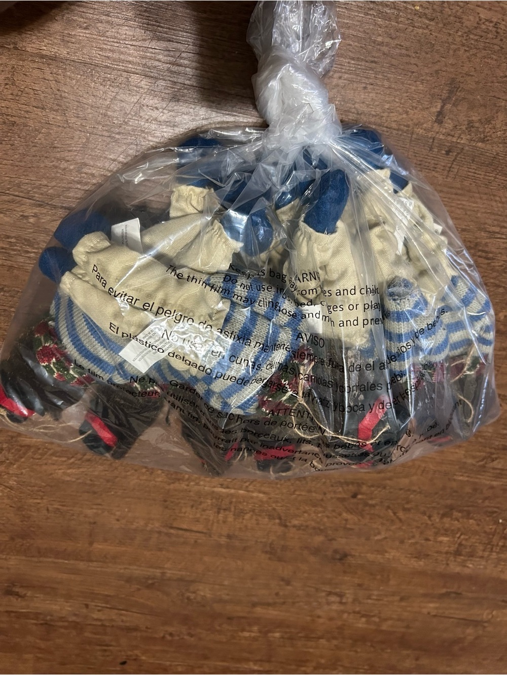 Dillard’s Teddy Bear Christmas Ornaments Lot of 8 Plush Blue Stripe Holiday Bear - Picture 6 of 6